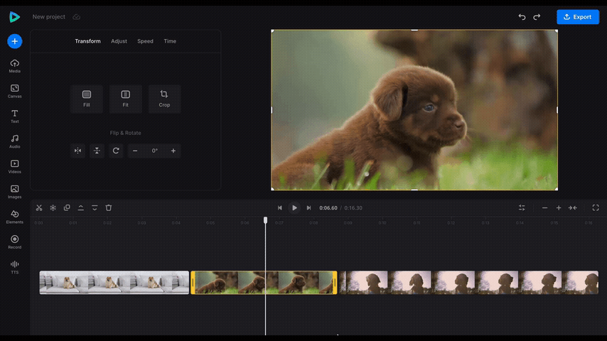 Trim a clip with ripple ON