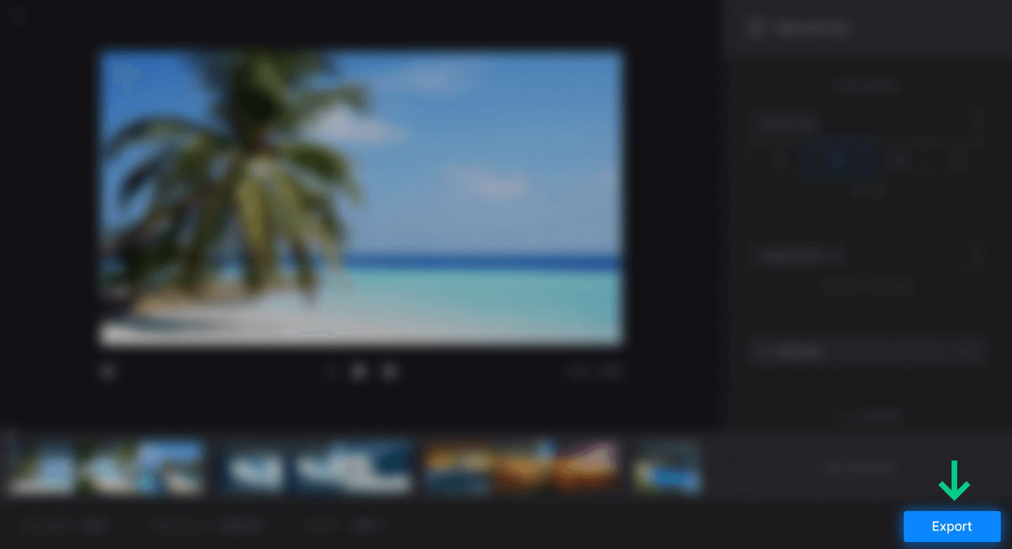 Export button in video editing tools