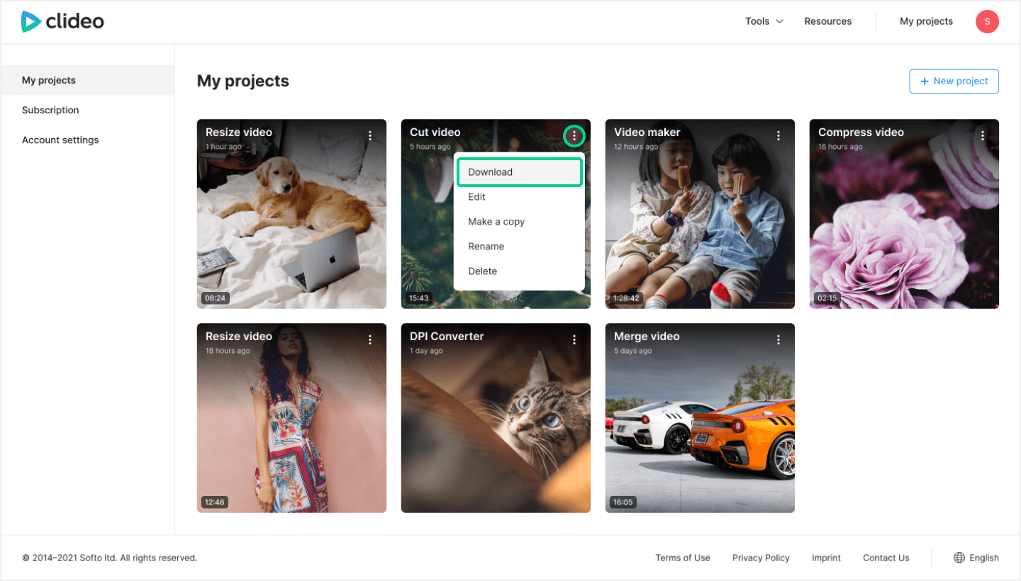 Save project in video editing tools
