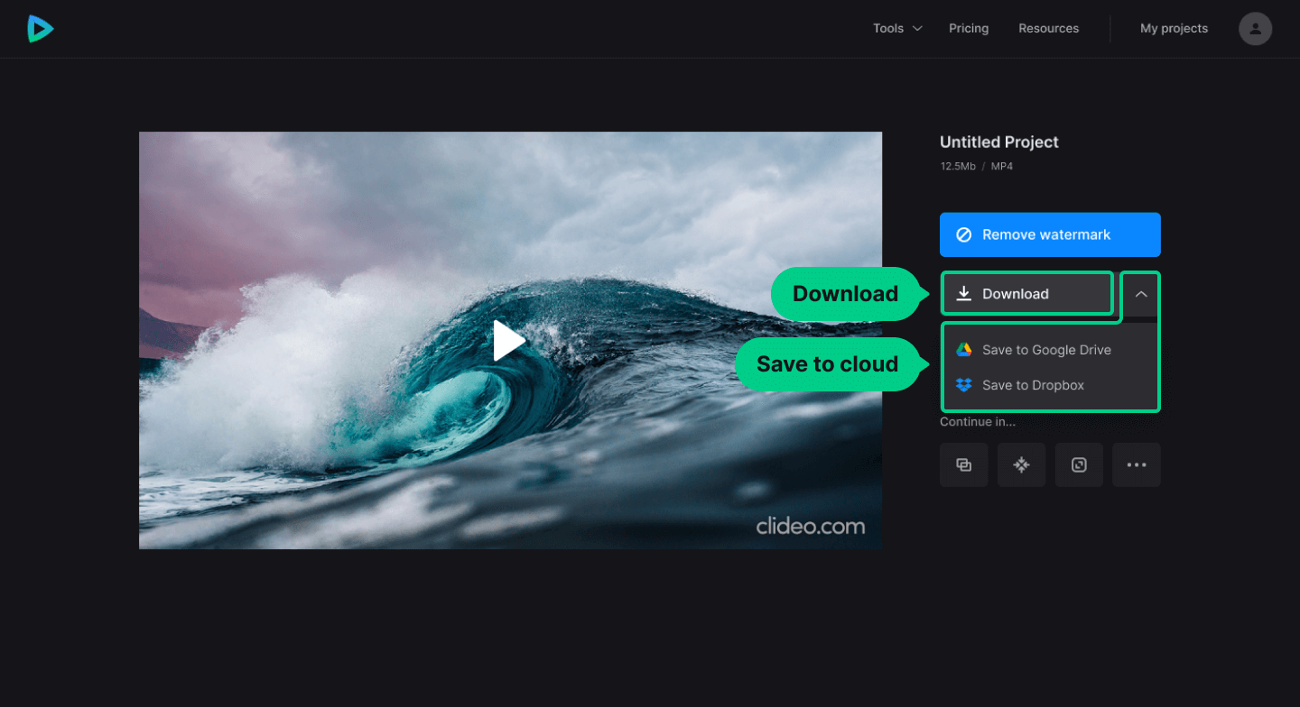Save project in video editing tools after exporting